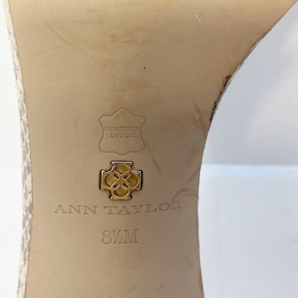 Ann Taylor Geri Snake Skin Ankle Strap Sandals Neutral Beige Size 8.5 - Picture 9 of 9